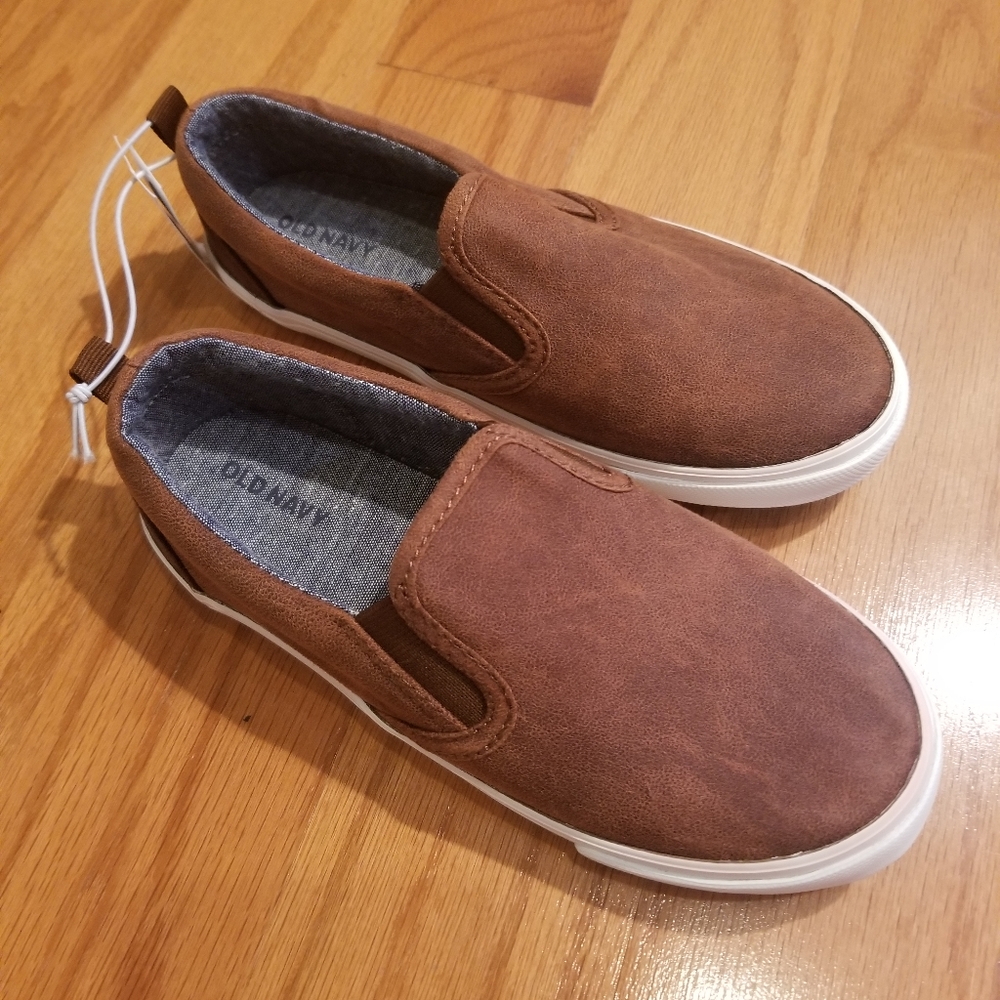 Old Navy kids suede brown slip on shoes size 11
